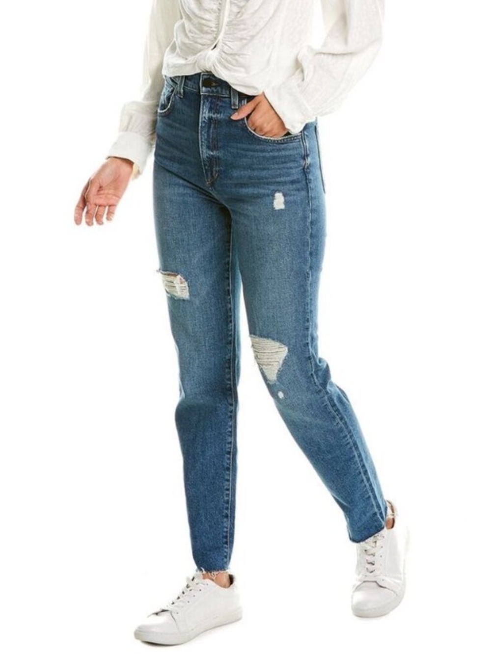 Joe’s Jeans The Raine High Rise Slim Straight Denim, 30, Enigmatic Destruct Blue